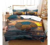 YKSDLFDUI 3D, Imprimé Football Parure De Lit Microfibre Super Douce Et Respirante Set De Housse De Couette 3 Pièces Et Taie d'oreiller Single(140x200cm)