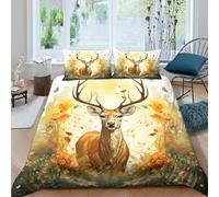 YKSDLFDUI 3D, Imprimé Le cerf Literie en Microfibre Super Douce Et Respirante Housses De Couettes 3 Pièces Et Taie d'oreiller King(220x240cm)