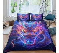 YKSDLFDUI 3D, Imprimé Le Dragon Ensemble De Literie avec Microfibre Super Douce Et Respirante Housse De Couette 3 Pièces avec Taies d'oreiller King（220x240cm）