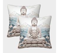 YKSDLFDUI Image du Bouddha Housse Coussins Lot De 2 DécoSourision Taie d'oreiller Fermeture Éclair Invisible Housse De Coussin pour Salon Chambre Taie Oreiller D'Extérieur Taies d'oreiller 50x50cm