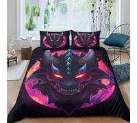 YKSDLFDUI Imprimé 3D Le Dragon Ensemble De Literie avec Microfibre Super Douce Et Respirante Set De Housse De Couette 3 Pièces Et Taie d'oreiller King（220x240cm）
