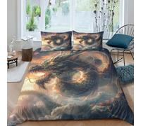 YKSDLFDUI Imprimé 3D Le Dragon Literie en Microfibre Super Douce Et Respirante Set De Housse De Couette 3 Pièces avec Taies d'oreiller King（220x240cm）