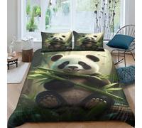 YKSDLFDUI Imprimé 3D Panda Ensemble De Literie avec Microfibre Super Douce Et Respirante Set De Housse De Couette 3 Pièces Et Taie d'oreiller Double(200x200cm)