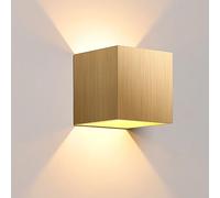 YKSJDFH Cube Up Down Applique Murale Extérieure 10W Lampe De Rondelle Murale en Aluminium Moderne Applique Murale Antirouille Étanche pour Café Jardin Porche Escaliers Brossé Or/Argent/Noir/Café