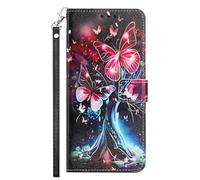 YKTO Animés Flip PU Cuir Coque pour INFINIX Note Edge 5G， Flip Portefeuille Coque de Protection avec Motif Papillon Fluorescent Pochette en Simili Cuir Etui a Rabat for INFINIX Note Edge 5G