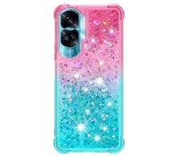YKTO Antichoc Coque pour Honor 90 Lite Coques Pop Magnifique Liquide Paillettes Étincelle Protection Arrière Silicone Coque Transparente Case pour Honor 90 Lite,Rose Vert
