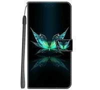 YKTO Coque en PU Cuir pour Oppo A15S Cover Clapet de Protection Portefeuille Motif Papillon Lumineux Housse Magnétique Case Wallet étui à Rabat Antichoc Cover pour Oppo A15S