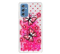 YKTO Coque Portable Motif Mignon pour Samsung Galaxy A16 Coque pour Téléphone Portable Plastique Transparent TPU Ultra-Slim Gel Résistance Sl'impact Anti-Empreinte Digitale,Papillon Écarlate