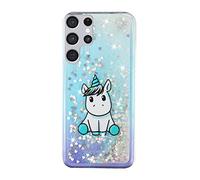 YKTO Coque Portable Motif Mignon pour Samsung Galaxy S24 Ultra Coque pour Téléphone Portable Plastique Transparent TPU Ultra-Slim Gel Résistance Sl'impact Anti-Empreinte Digitale,Une Licorne
