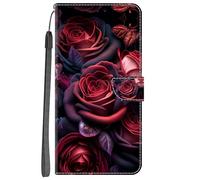 YKTO Coque pour Honor 10X Lite Portefeuille Etui à Rabat en PU Cuir avec Rabat,Portefeuille Coque Cuir PU 3D Glitter Effet Motif Pochette pour Monnaie Support Housse,Rose Rouge passionnée