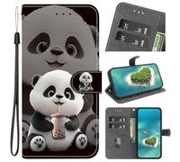 YKTO Coque pour Huawei Y5p, Etui en Cuir PU Portefeuille Flip Case Antichoc Housse avec Emplacement pour Carte, Béquille, Fermeture Magnétique Résistant aux Rayures,Joli Petit Panda