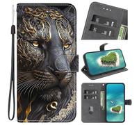 YKTO Coque pour Huawei Y5p, Etui en Cuir PU Portefeuille Rétro Flip Case Antichoc Housse avec Fentes de Cartes Fonction Support Étui de Protection pour Huawei Y5p - Lion