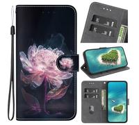 YKTO Coque pour LG K52/K62/Q52, Etui en Cuir PU Portefeuille Antichoc Flip Case Anti-Choc Housse avec Fentes de Cartes Fonction Support, Fermeture Magnétique - Fleur de Pivoine rêveuse et Lumineuse