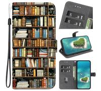 YKTO Coque pour LG K52/K62/Q52 Magnétique Fentes de Cartes Protection Cover Antichoc Silicone Housse for LG K52/K62/Q52 Etui en Cuir PU Portefeuille Flip Case - Étagère, Livres, Motif Dictionnaire