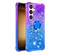 YKTO Coque Soft Gel TPU pour Samsung Galaxy S24 Ultra Liquid Glitter PC Scellé Nano-Revêtement Résistant Aux Rayures avec Périphérie Antidérapante Design Dentelé Convient Coque,Bleu Violet