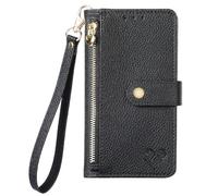 YKTO Coque Téléphone pour Tecno Spark Go 2024 Zipper Bag Case Porte-étui Portefeuille Flip Cover Love Modèle Étui en Cuir PU Magnétique Housse Antichoc Protective Cover pour Tecno Spark Go 2024,Noir