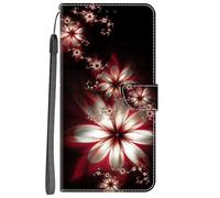 YKTO Cuir PU Folio Etui Oppo A15 Coque Pochette Flip Housse Etui a Rabat Protection Résistant aux Chocs Couverture Motif Fleurs lumineusest avec Porte Carte Back Cover