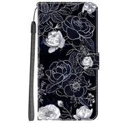 YKTO Etui en PU Cuir Coque pour Oppo A15S Flip Folio Housse Magnétique Rose Noire et Blanche Étui a Rabat Portefeuille Antichoc Porte Carte Housse Flip Stand Case Protective