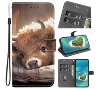 YKTO Etui for Huawei P10 Lite Portefeuille - Housse en Cuir avec Rabat de Protection, Fentes pour Cartes, Béquille et Dragonne, Portefeuille, Étui à Rabat pour Huawei P10 Lite,Vache