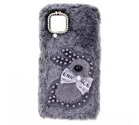 YKTO Étui Peluche Fourrure Lapin Coque ASUS Zenfone 4 Max ZC520KL Dessin Animé Fille Noeud Perle Lapin Velours Coque Souple Peluche Fausse Fourrure Coque ASUS Zenfone 4 Max ZC520KL,Lapin Gris Perle