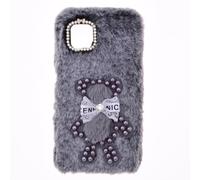 YKTO Étui pour Cubot P90 Coque de Protection Silicone TPU Bling Perles Peluche Toute Douce Ours Artificielle Fourrure Fluffy Plush Housse Bumper Coque pour Cubot P90 -Perle Grizzly
