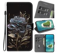 YKTO Étui pour Huawei P50 Pro, Housse en Cuir PU avec [Protection Antichoc TPU] [Fonction Support] [Porte-Cartes ] Antichoc Magnétique Coque - Motif de Rose Qui Semble être en métal