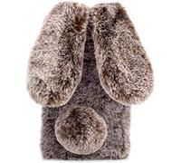 YKTO Fourrure Duveteuse Fourrure Étui pour Xiaomi Redmi 10 2022 Étui Mignon Oreilles Peluche Fluffy Lapin Coque Jolies Filles Fausse Fourrure Glitter Diamant Téléphone Étui pour Redmi 10 2022,Brun