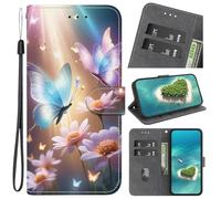 YKTO Housse à Rabat Portefeuille pour LG K52/K62/Q52,Coque en Cuir PU,Etui de Protection Motif Magnétique Portables Case pour LG K52/K62/Q52,Papillons et Fleurs
