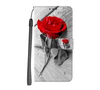 YKTO Housse à Rabat Portefeuille pour Oppo A15,Coque en Cuir PU pour Oppo A15,Etui de Protection Motif avec Fonction Support Magnétique Portables Case,Une Rose Rouge