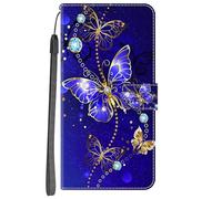 YKTO Housse à Rabat Portefeuille pour Oppo A15S,Coque en Cuir PU Etui de Protection Motif avec Fonction Support Magnétique Portables Case,Collier Papillon Violet
