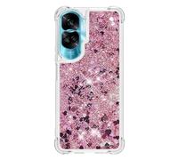 YKTO Liquide Paillettes Coque pour Honor 90 Lite Coques Pop Magnifique Doux TPU Coque Étincelle Protection Arrière Silicone Coque Antichoc Transparente-Rose