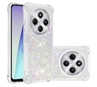 YKTO PC Rigide Combinant Doux Coque pour Redmi 14C Coque Magnifique Liquide Paillettes Coque Étincelle Protection Silicone Transparente Coque Antichoc pour Redmi 14C,Weiß Eiffel