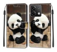 YKTO Peints Cuir PU Folio Etui pour Redmi Note 13 Coque Pochette Flip Case Housse Etui Rabat Protection Résistant Couverture Fentes pour Cartes Motif Porte Carte Phone Cover,Panda