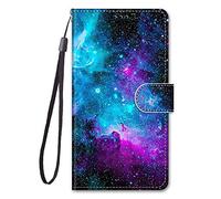 YKTO Peints Cuir PU Folio Etui pour Xiaomi Redmi 13C 4G/5G/Poco C65 Pochette Flip Housse Etui Rabat Protection Résistant Chocs Couverture Motif avec Porte Carte Back Phone Cover,Espace
