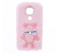 YKTO Peluche Fausse Fourrure Coque ASUS Zenfone 3 Max ZC520TL Filles Shiny Pearl Fluffy Soft Girly Case Fluffy Soft Cover Peluche Fausse étui pour téléphone ASUS Zenfone 3 Max ZC520TL,Ours Perle Rose
