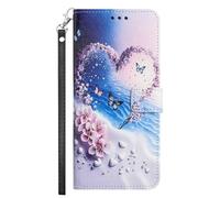YKTO Portable en Cuir Coque pour INFINIX Note Edge 5G,Rabat Toucher Confortable Housse Fentes pour Cartes Portefeuille Magnétique Multifonctionnel Cuir Protection Étui,Fleurs en Forme de cœur
