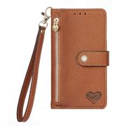 YKTO Porte Monnaie Femme Housse pour Tecno Spark 30C 5G Étui Zipper Bag Coque en PU Cuir Fermeture Magnétique Porte-Monnaie Étui Wallet Cover Porte-Cartes Cuir Coque pour Tecno Spark 30C 5G,Marron