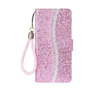 YKTO Portefeuille Coque pour Apple iPhone 15 Flip à Rabat Etui à Rabat Clapet Glitter Paillette Cover Housse Antichoc Portefeuille Cuir PU Housse de Protection pour Apple iPhone 15,Rose