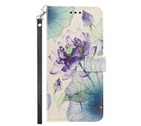 YKTO Portefeuille Cuir Coque pour Samsung Galaxy S24 Plus Rabat Toucher Confortable Case Fentes pour Cartes Portefeuille Magnétique Multifonctionnel Cuir Protection Étui,Fleurs de Lotus
