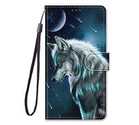 YKTO PU Cuir Coque pour Samsung Galaxy S25 FE Étui de Protection Portefeuille avec Fentes Cartes Motif Housse Magnétique Case Wallet Étui à Rabat Antichoc Cover pour Samsung Galaxy S25 FE,Loup