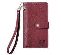 YKTO Téléphone Coque pour Tecno Spark 30C 5G Zipper Bag Porte-étui Portefeuille Flip Case PU Cuir Love Modèle Étui en Antichoc Magnétique Housse Étui de Protection pour Tecno Spark 30C 5G,Rouge