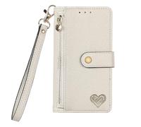 YKTO Zipper Bag Love Design en PU Cuir Coque pour Tecno Spark Go 2024 Étui de Protection Portefeuille Clapet Case Multicarte Magnétique Loquet Housse à Rabat Wallet Case pour Tecno Spark Go 2024,Gris
