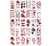 YKTOZU 30 Pcs Tatouage D'Halloween - Visage - Cicatrices - Tatouage De Blessure - Accessoire Pour Femme - Visage Effrayant - Décoration De Fête - Cosplay - Vampire - Zombie
