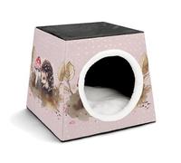YKUDBN Cozy Capsule Nid pour petits chats et chiens, hérisson peinture à l'aquarelle imprimé portable pour petit animal de compagnie, nid pour petit animal domestique