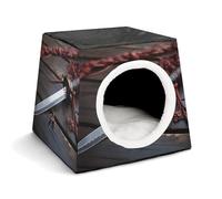 YKUDBN Cozy Capsule Nid pour petits chats et chiens, imprimé épée de samouraï japonaise portable, pour petit animal de compagnie, design capsule pour petit animal domestique
