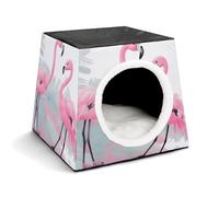 YKUDBN Cozy Capsule Nid pour petits chats et chiens, imprimé flamant rose d'amour portable pour petit animal de compagnie, nid pour petit animal de compagnie, nid pour animaux de compagnie