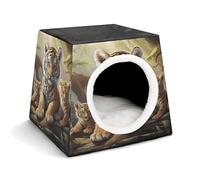 YKUDBN Cozy Capsule Nid pour petits chats et chiens, imprimé tigre de la jungle - Portable - Nid pour petit animal de compagnie - Design capsule pour animaux de compagnie
