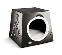 YKUDBN Cozy Capsule Pet Nest pour petits chats et chiens, impression de symboles musicaux, nid portable pour petit animal de compagnie, design capsule pour petit animal