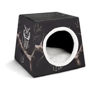 YKUDBN Cozy Capsule Pet Nest pour petits chats et chiens, imprimé hibou fin de nuit portable pour petit animal de compagnie, design capsule pour petit animal de compagnie, nid pour petits animaux