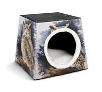 YKUDBN Cozy Capsule Pet Nest pour petits chats et chiens, imprimé hibou, nid portable pour petit animal de compagnie, design capsule pour petit animal